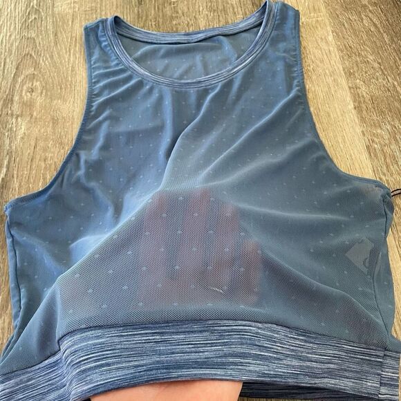 NWT Zyia Active Calm Blue Luxe Mesh Crop Top - Size: Large - Picture 7 of 8